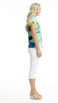 Orientique - Carabean print v neck top