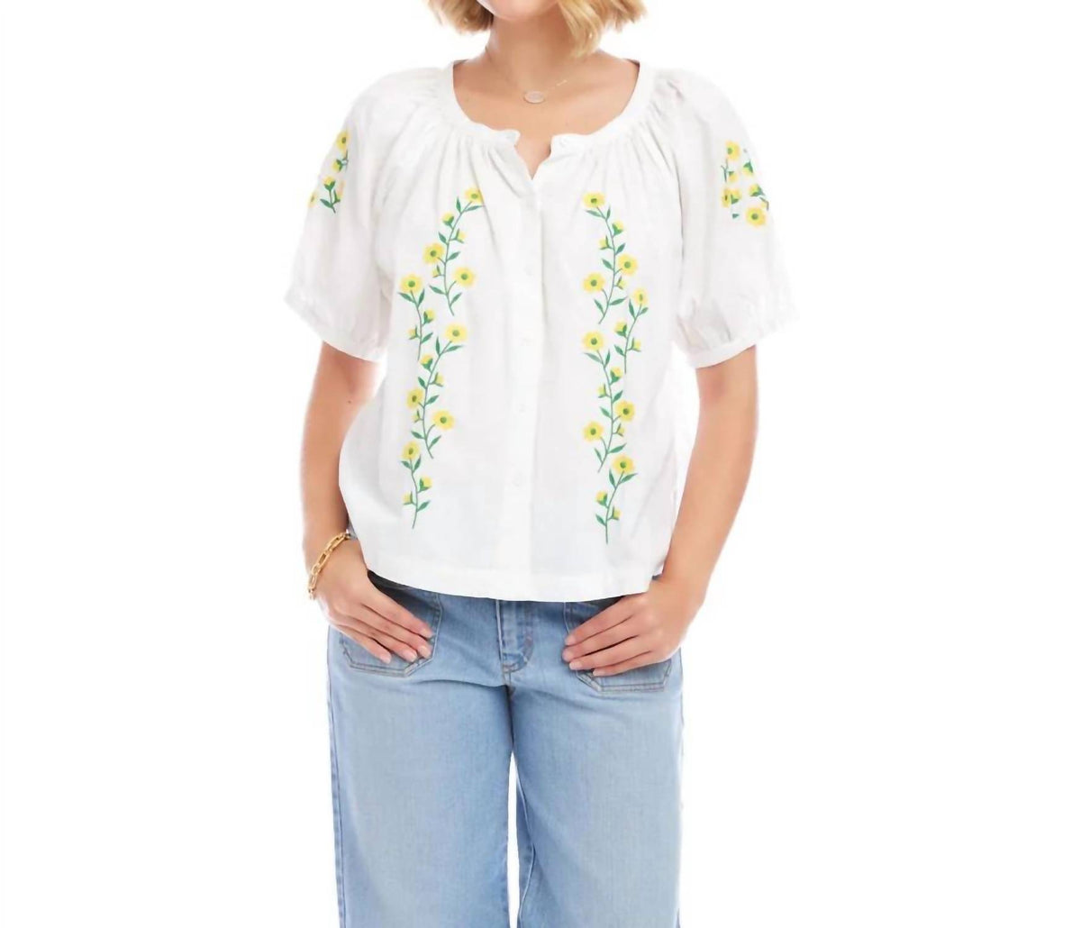 Karen Kane - Embroidered Peasant Top