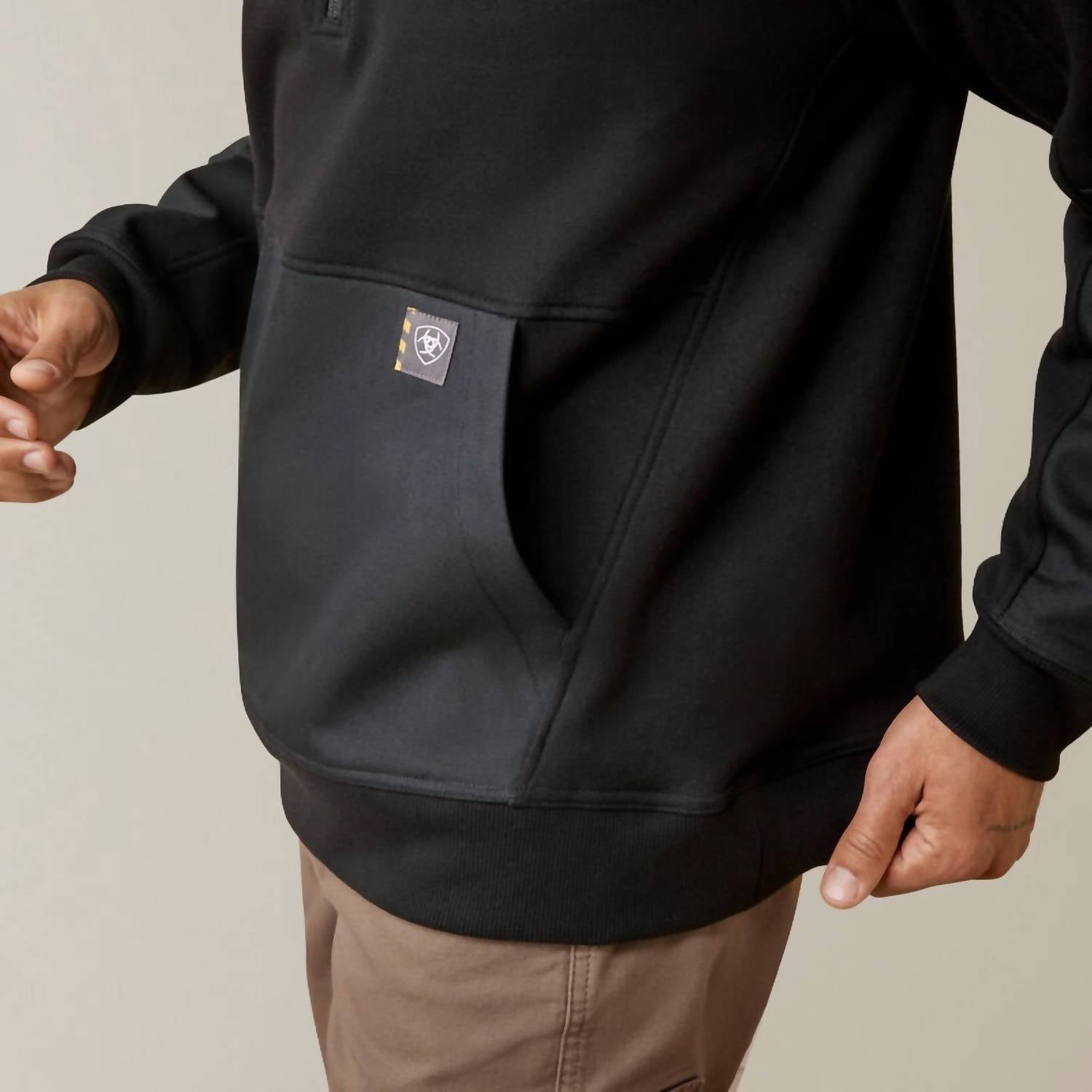 ARIAT Rebar Workman Duracanvas 1/4 Zip Sweatshirt in black - men's shirt - alternate view