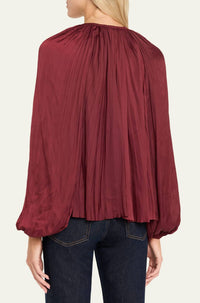 Ulla Johnson - Electra Pleated Satin Peasant Blouse
