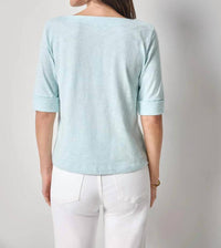 Lilla P - Cuffed Sleeve Boatneck Top