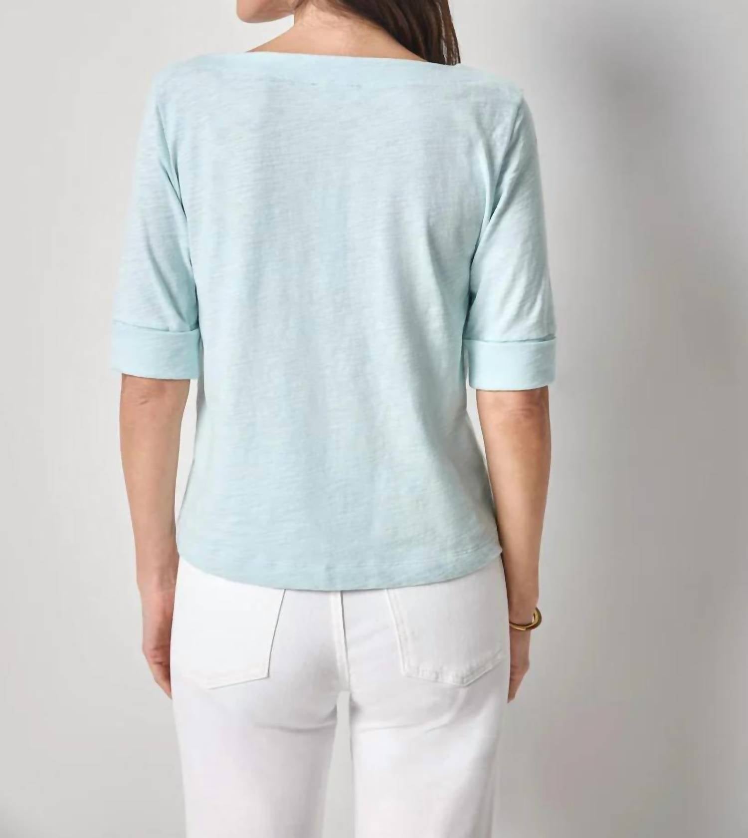 Lilla P - Cuffed Sleeve Boatneck Top