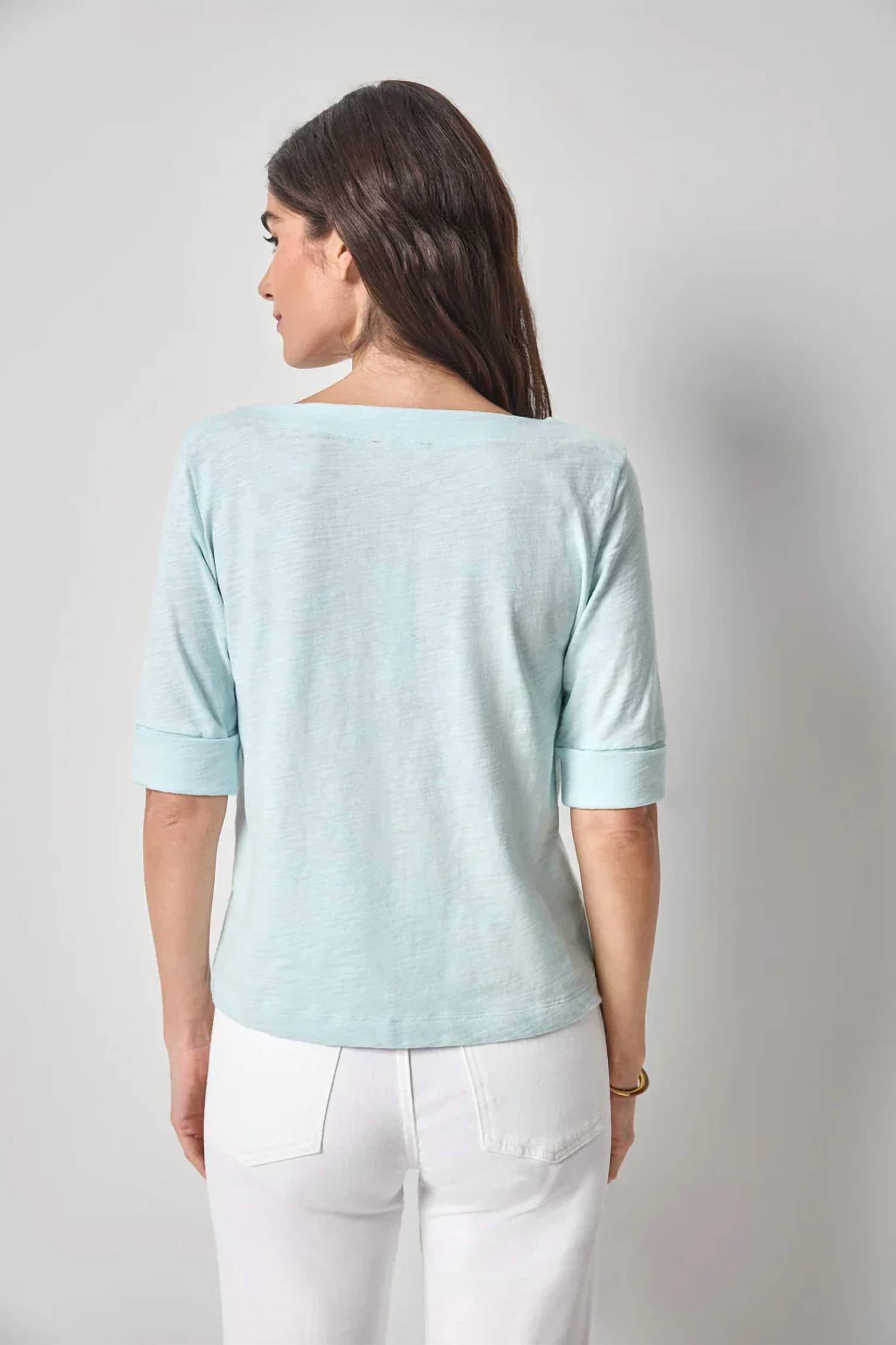 Lilla P - Cuffed Sleeve Boatneck Top