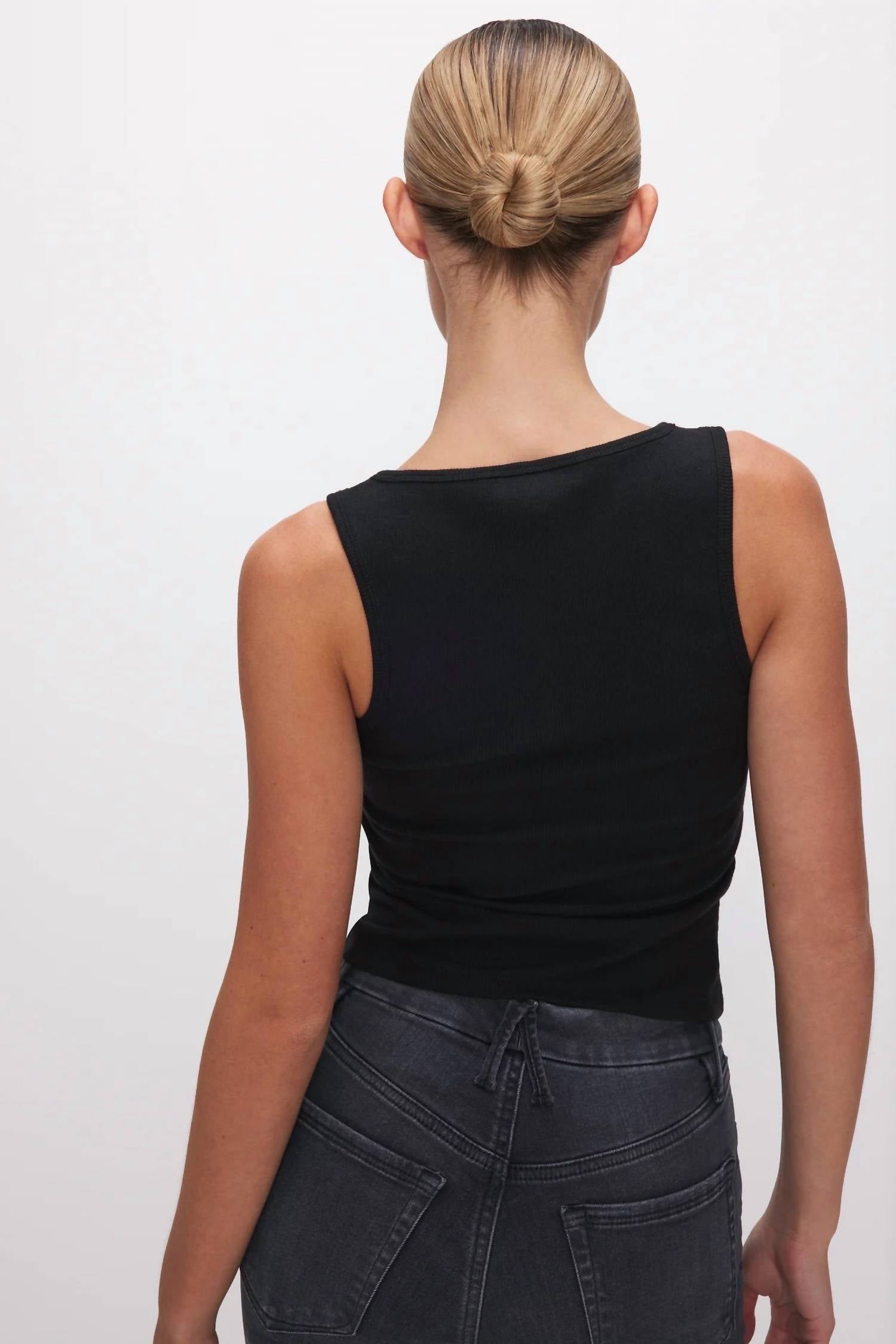 Good American - Heritage Micro Rib Scoop Neck Tank Top