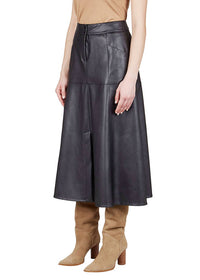 Purotatto - Faux Leather Midi Skirt