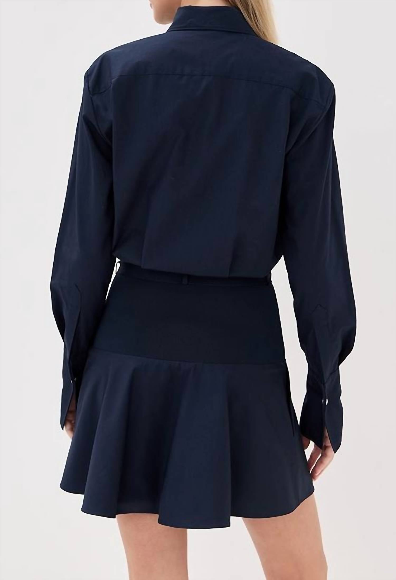 Brandon Maxwell Irene Button Up Mini Dress in navy blue - women's dress - alternate view