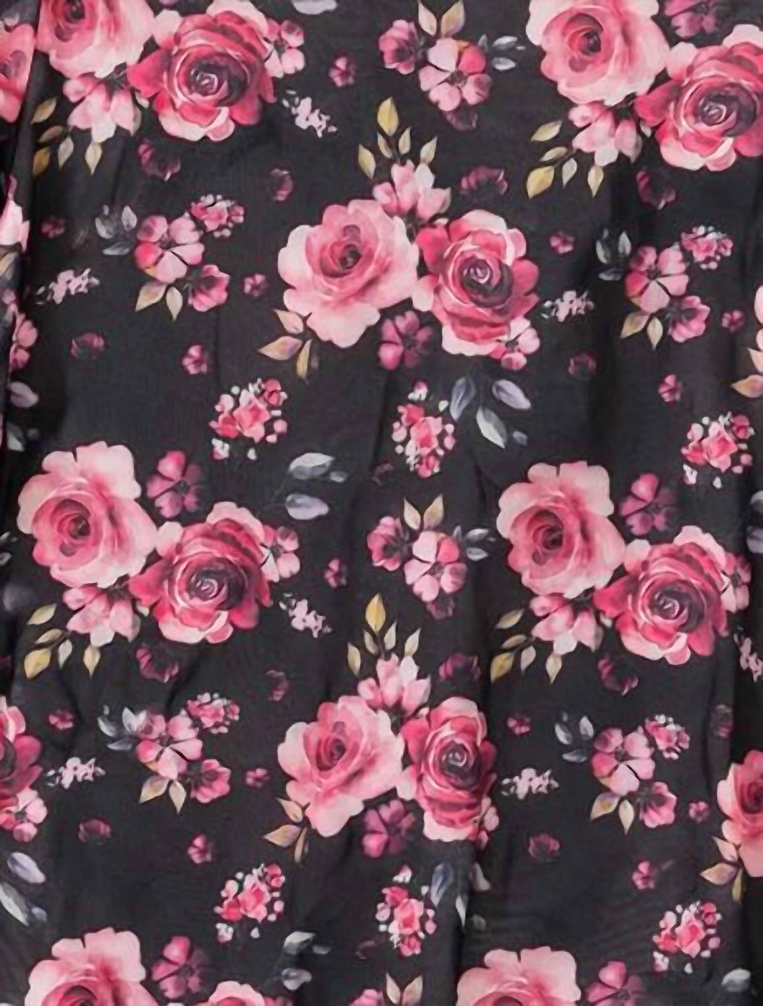 Grace and Lace Women's Rose Floral Mesh Top in black - women's shirt - detail view