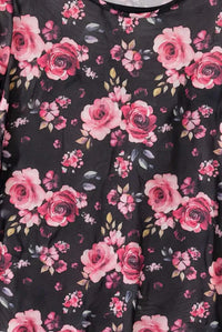 Grace and Lace Women's Rose Floral Mesh Top in black - women's shirt - alternate view