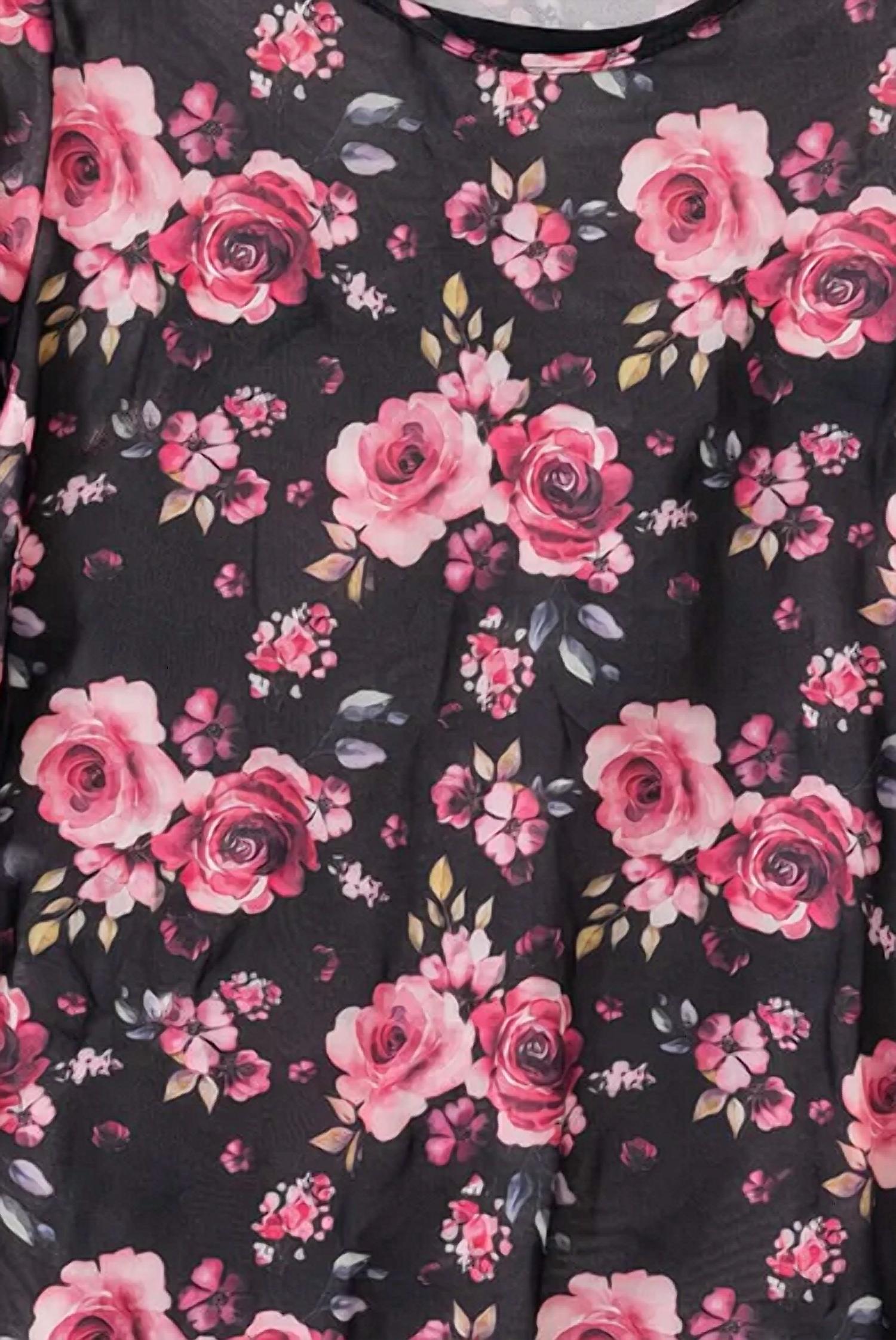 Grace and Lace Women's Rose Floral Mesh Top in black - women's shirt - alternate view