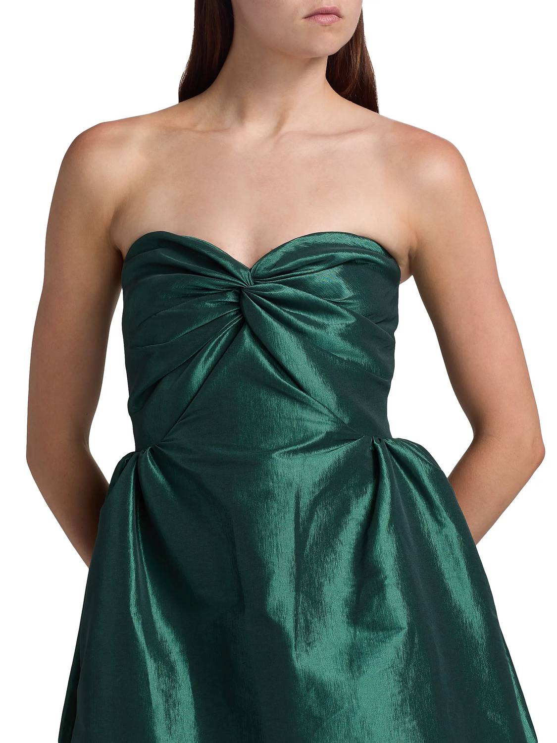 Kika Vargas - Rose Taffeta Strapless Midi Dress