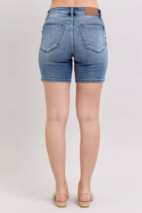 Judy Blue - Button Fly Mid Length Destroyed Shorts