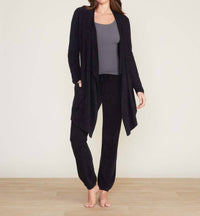 BAREFOOT DREAMS Cozychic Lite Island Wrap Cardigan in black - women's cardigan
