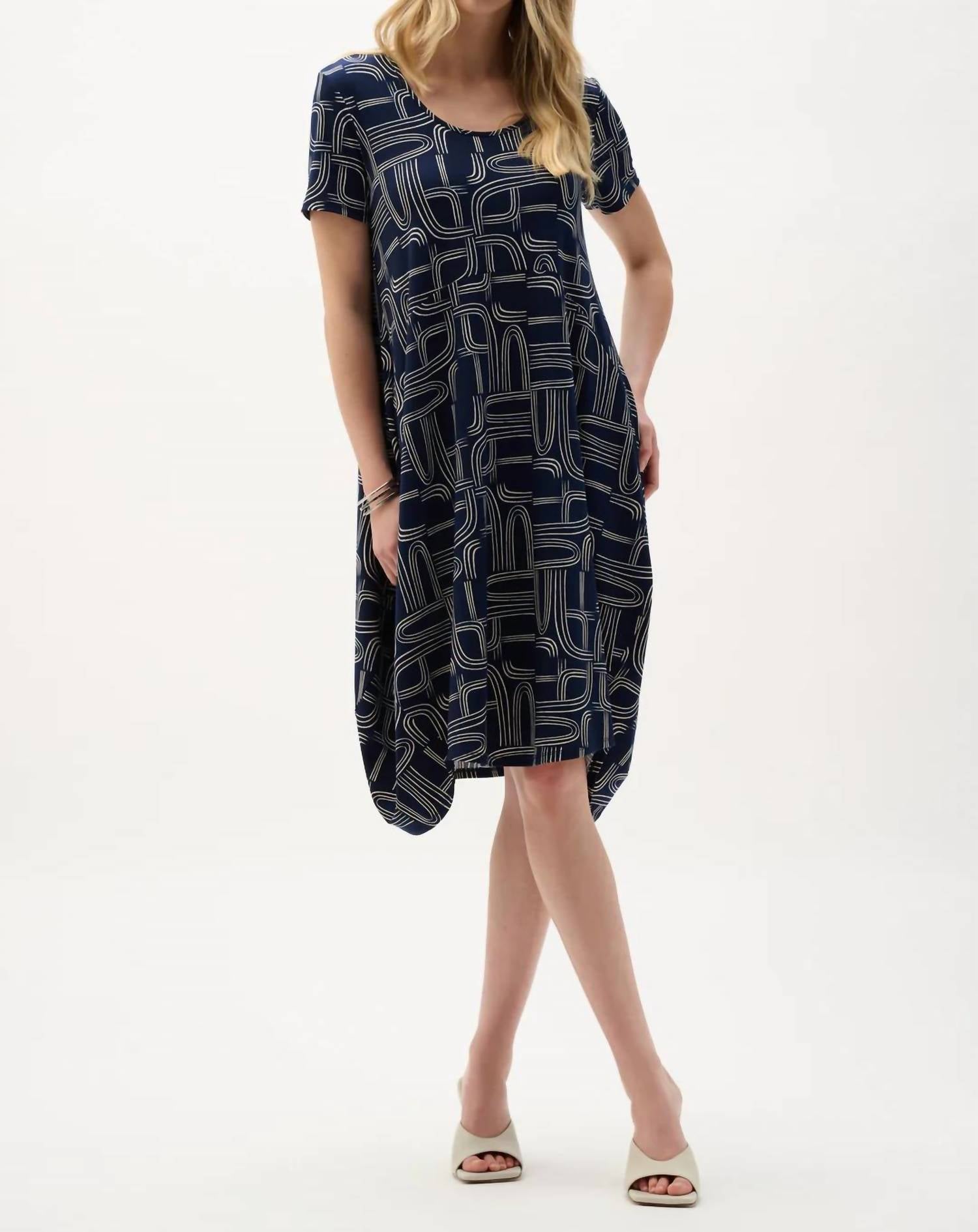 Joseph Ribkoff - Silky Knit Geometric Print Cocoon Dress