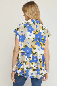 Entro - Floral Print V-neck Top