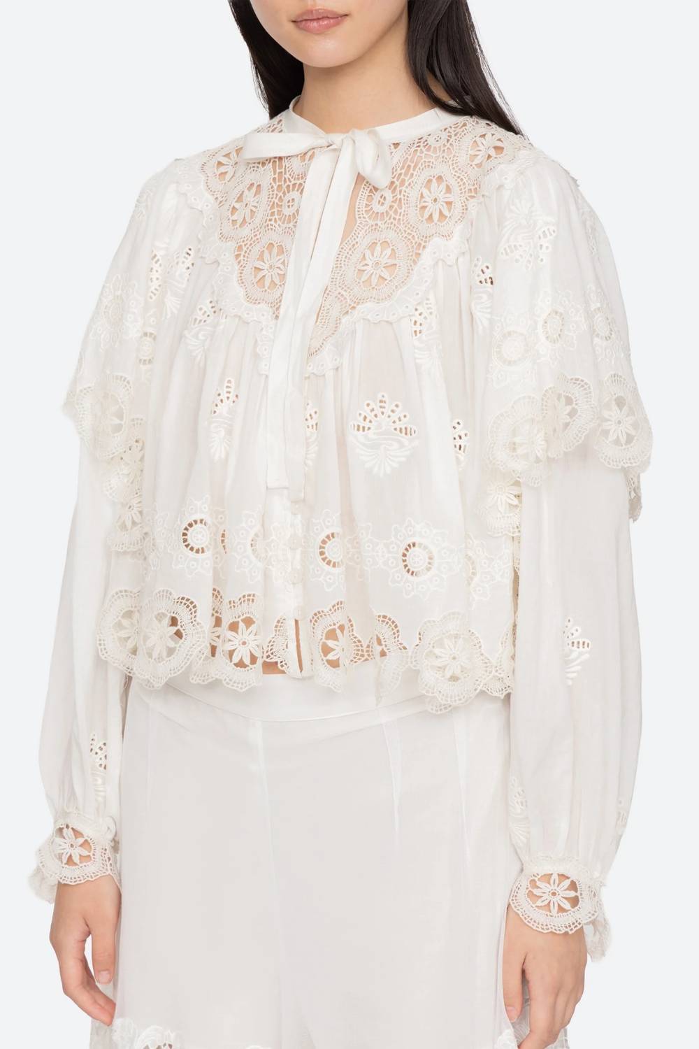 Sea - Sofia Embroidery Long-sleeve Top