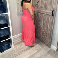 Ces Femme - Strapless Smocked Tiered Maxi Dress