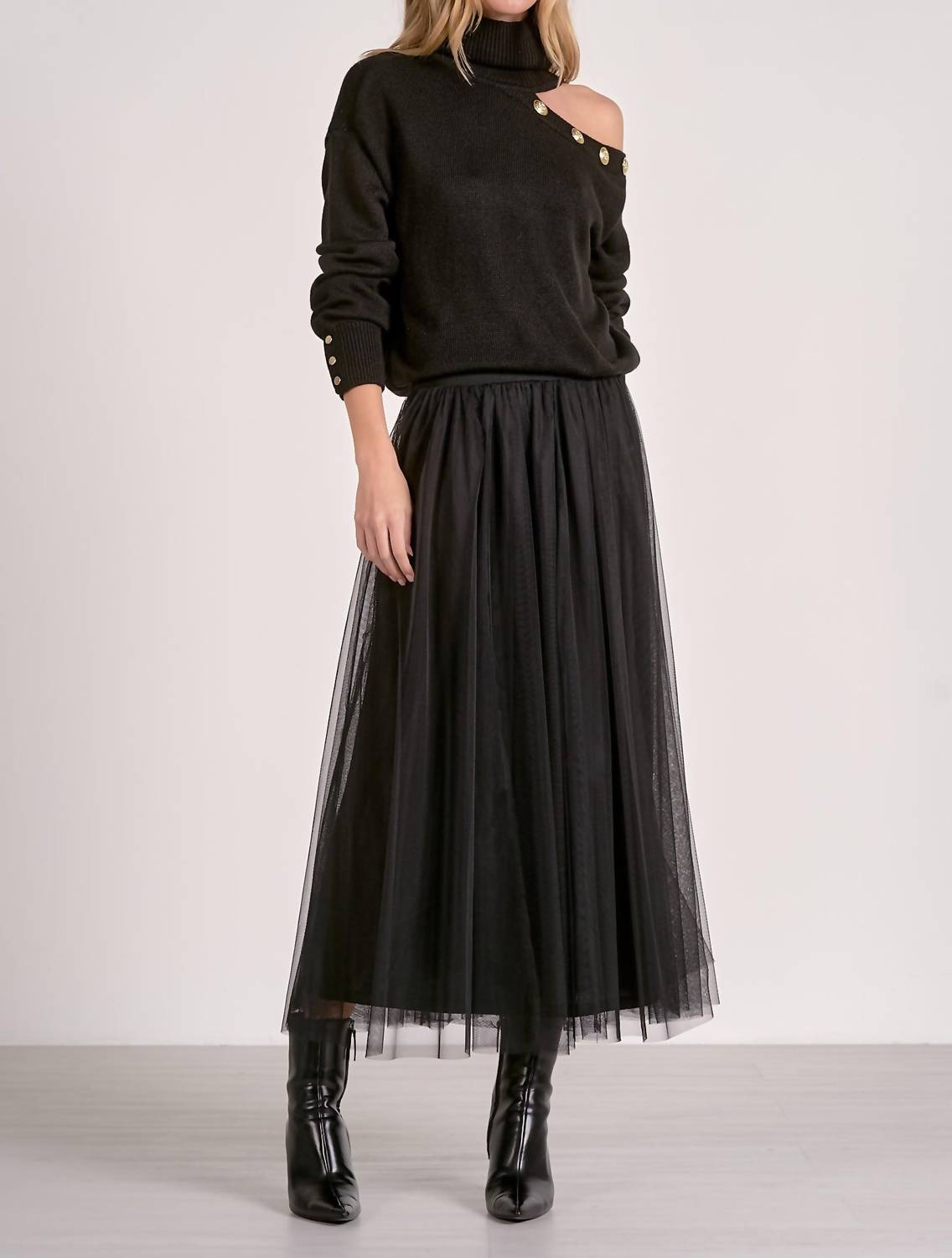ELAN Open Shoulder Sweater in black - women's sweater - view 5