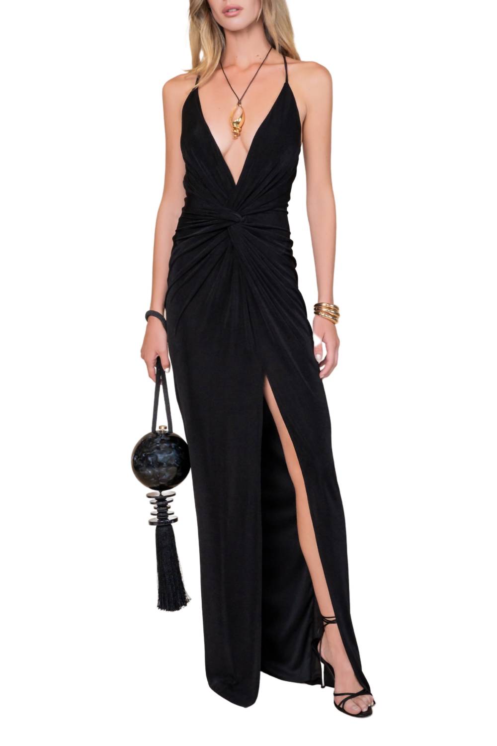 Katie May - Women's Plunging Neckline Sleeveless Pixie Gown Dress