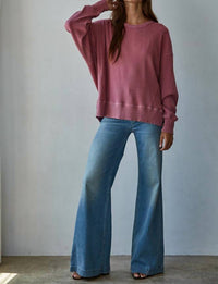 By Together Tilly Waffle Knit Pullover in pink - women's top - detail view