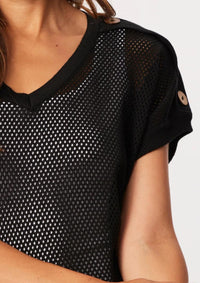 French Kyss - Crochet V-neck Short Sleeve Top