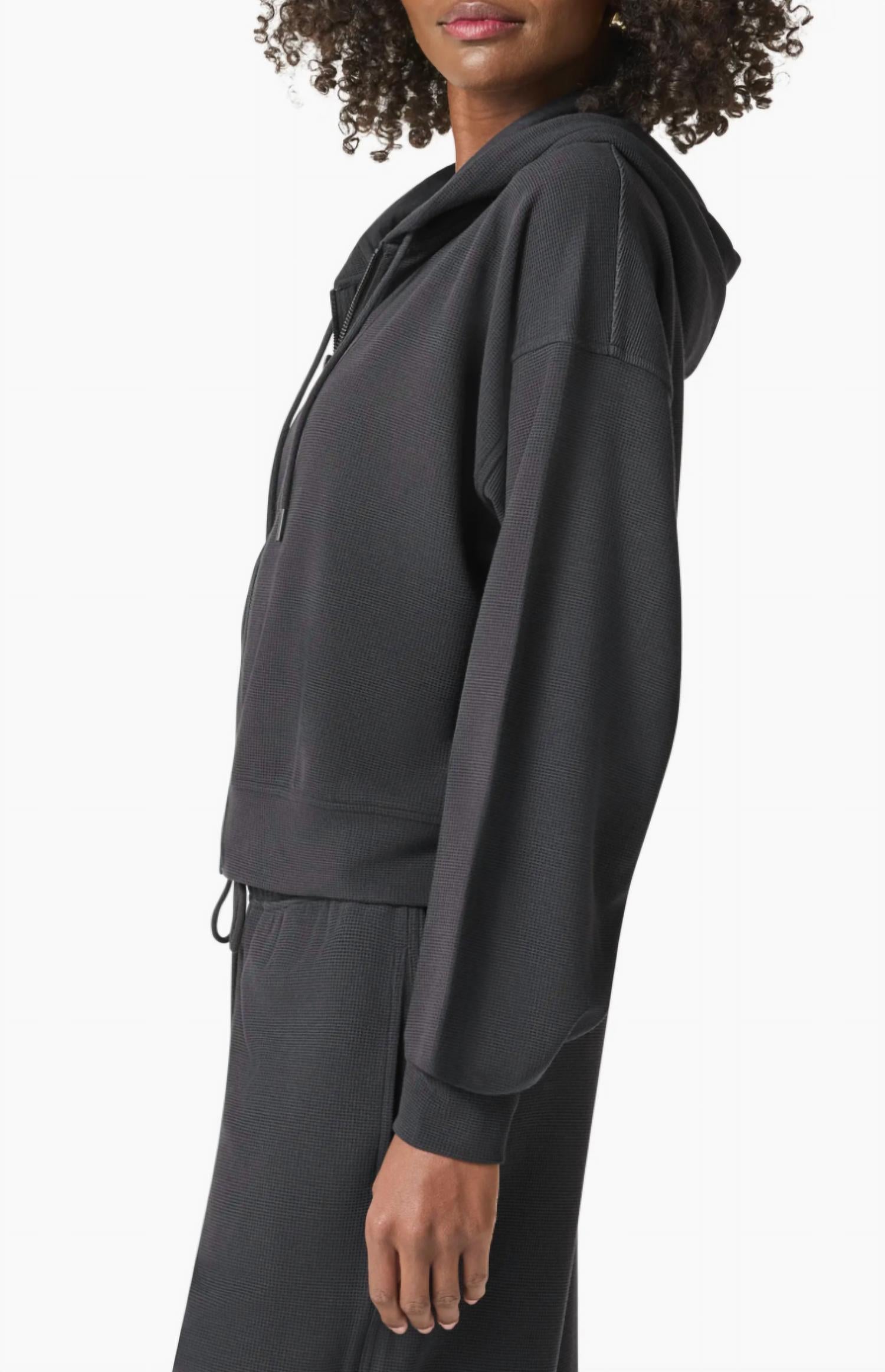 Splendid - Waffle Scuba Zip Up Lead Hoodie