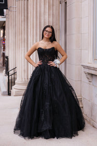 AMARRA Sleek Timeless Prom Dress in black - women's dress - alternate view