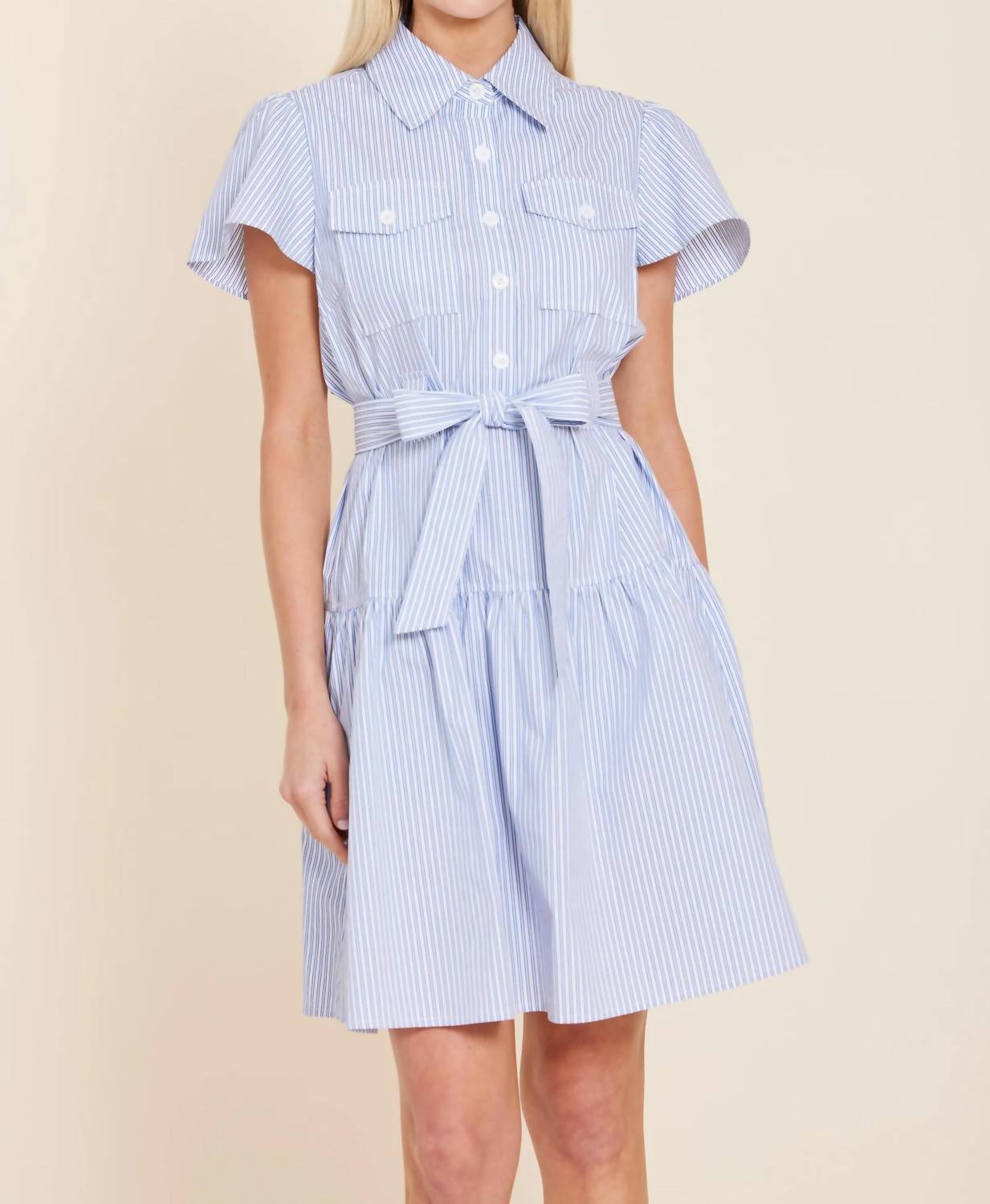 Dolce Cabo - Stripe Belted Mini Dress