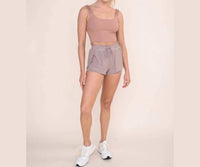 Mono B - Women's Ribbed Ruffle Strap Active Top