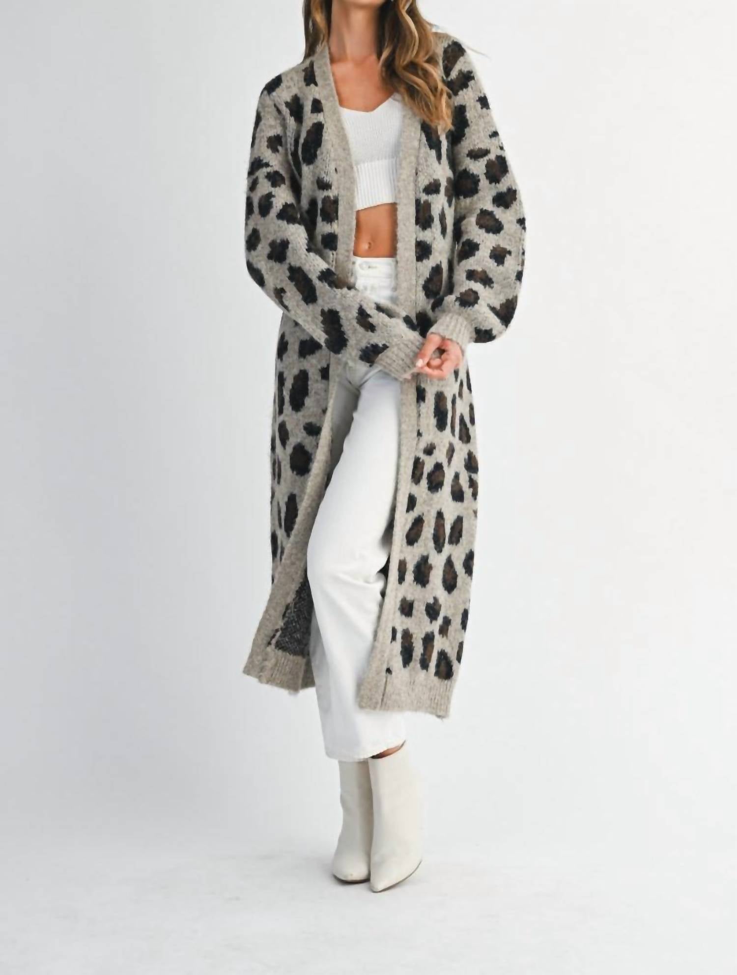Mable - Jacquard Knit Cardigan With Belt