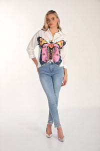 Frank Lyman - Reann Rhinestone Embellished Hem Skinny Jeans
