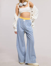 Mimosa - Mid Rise Elasticized Waistband Gingham Pattern Pants