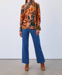 Fdj - floral high neck blouse