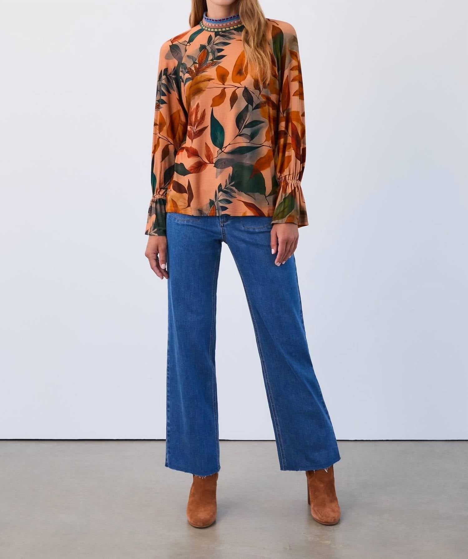 Fdj - floral high neck blouse