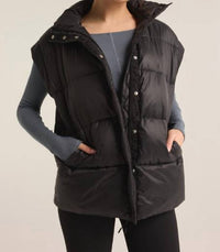 Z Supply Sundown Oversized Puffer Vest in black - women's jacket