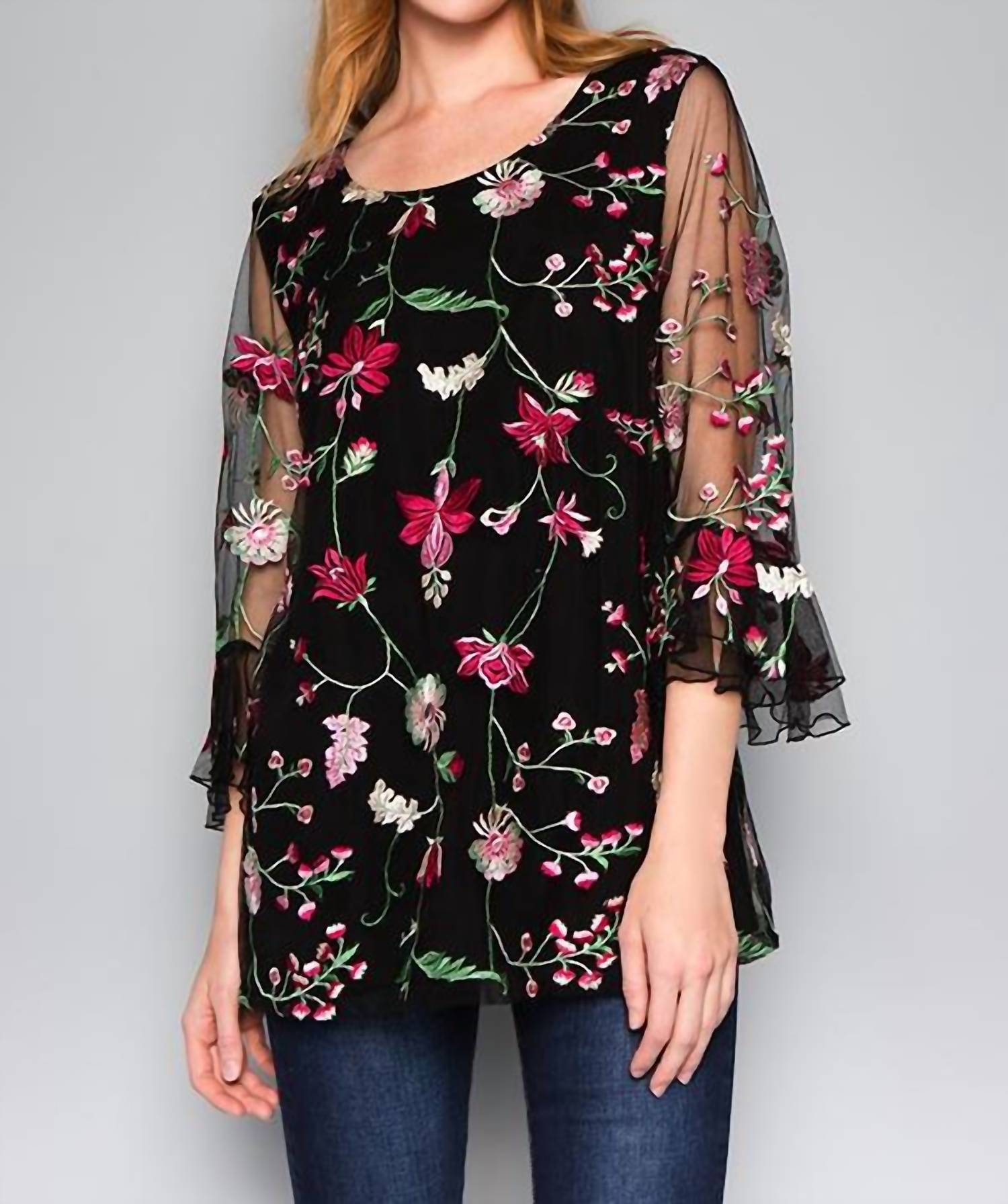 See And Be Seen - Snapdragon Floral Embroidered Top