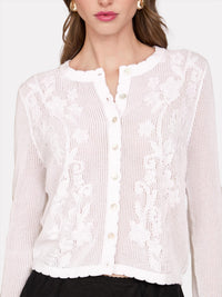 Autumn Cashmere - Mesh Cardigan With Floral Motif