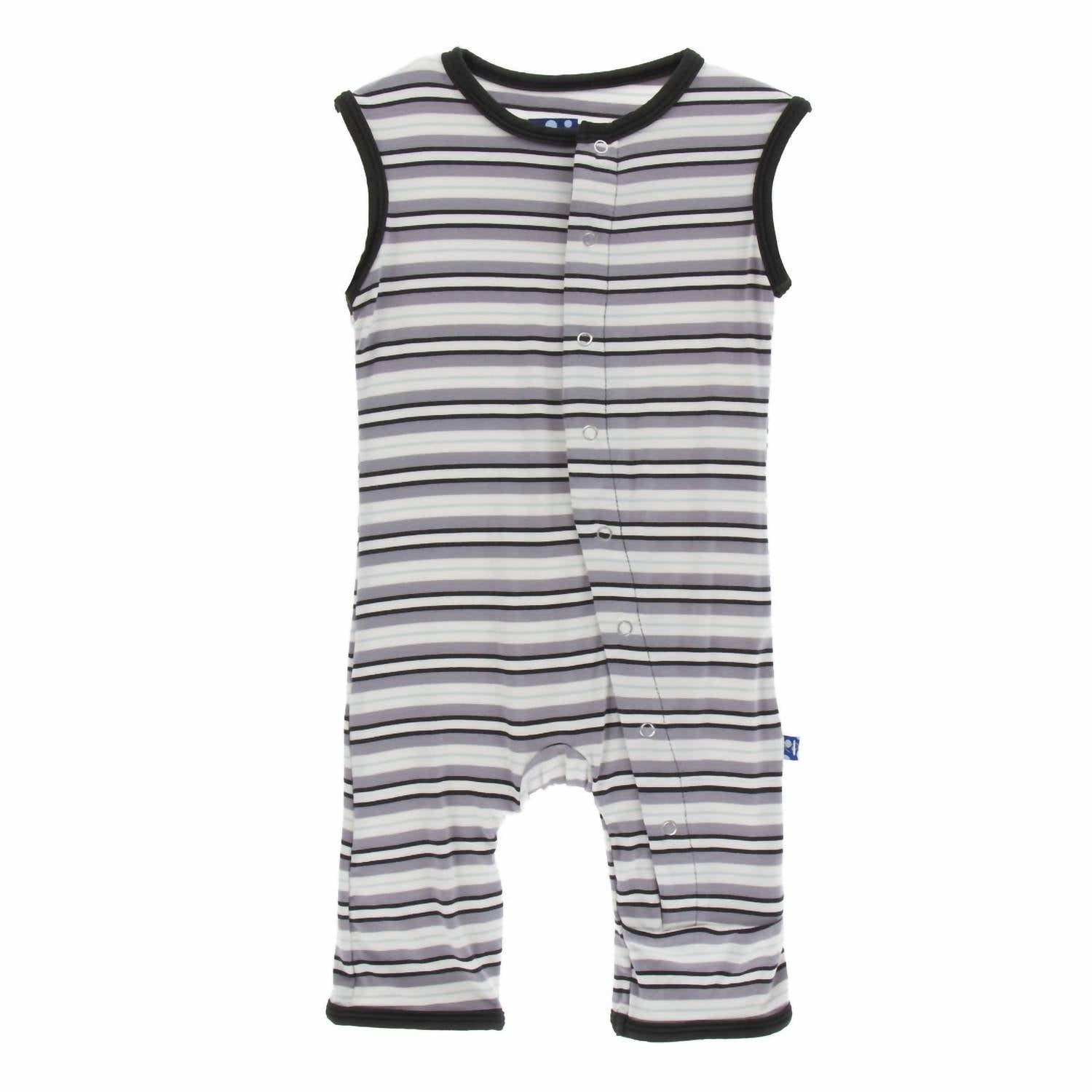 Kickee - Boys' Bamboo Print Tank Romper