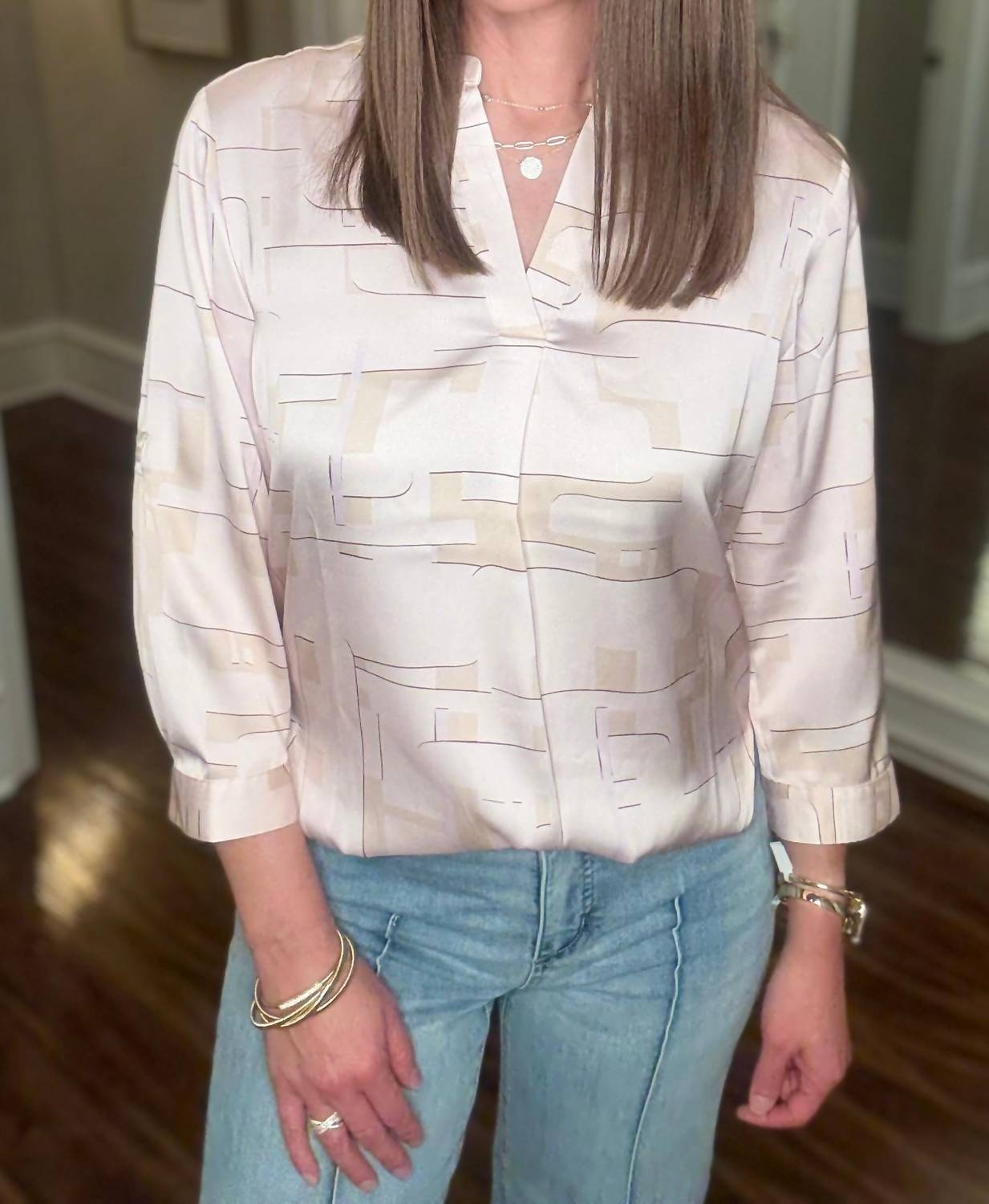 Lysse - Ashanti Roll Tab V Neck Top