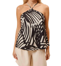 LUCY PARIS Arielle Halter Top in black and white - women's tank top