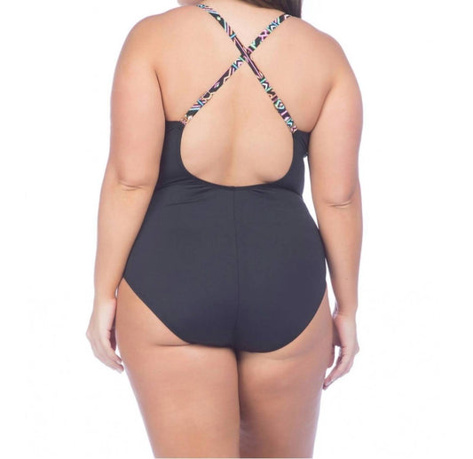 La Blanca - High Neck Lace Up One Piece Swimsuit - Plus