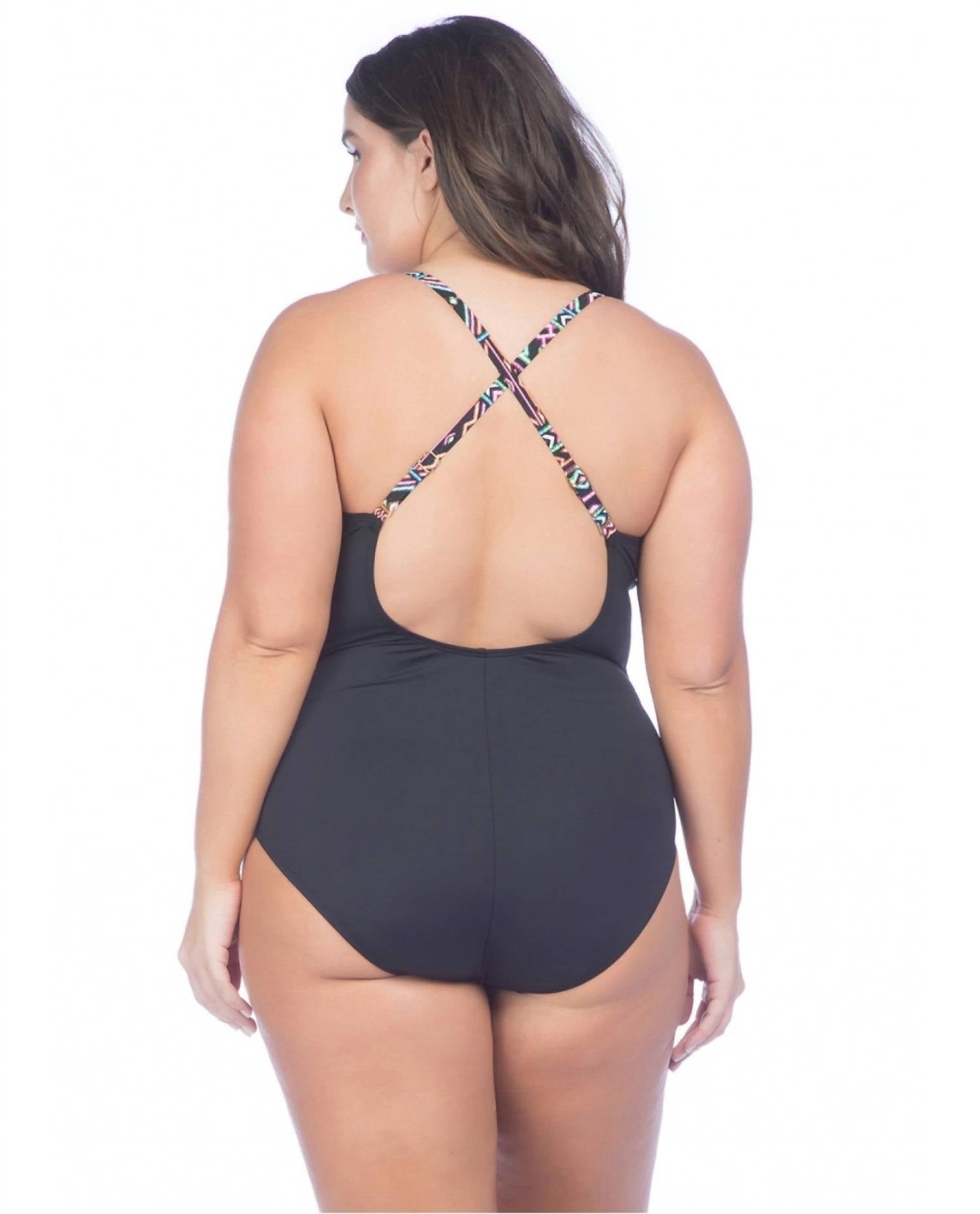La Blanca - High Neck Lace Up One Piece Swimsuit - Plus