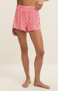 Z Supply Rosie Gingham Short in kiss me red - women's shorts