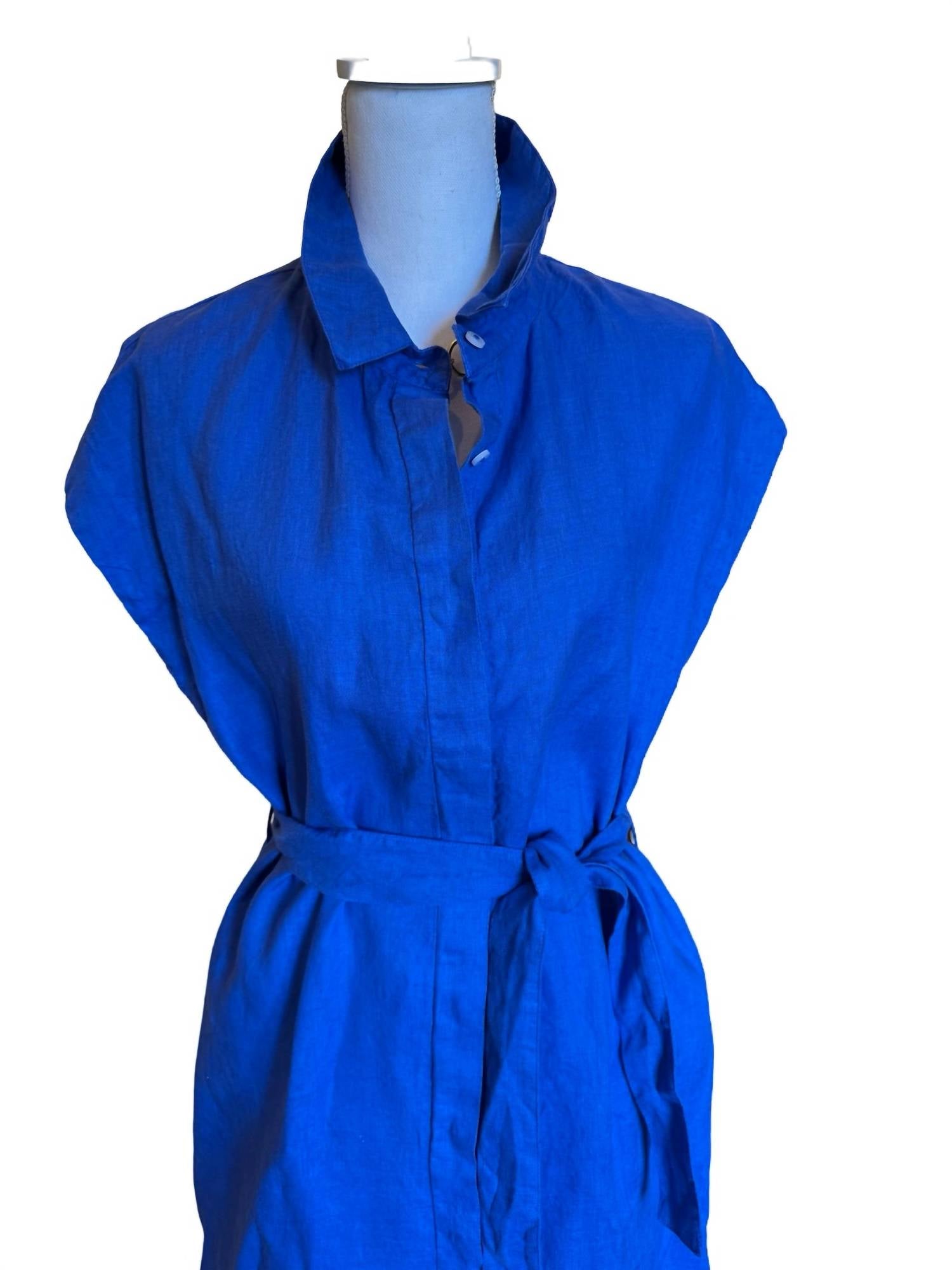 Haris Cotton - Women's Cap Sleeve Linen Shirt Dress