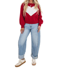 Le Lis - Simply Yours Off Shoulder Heart Sweater