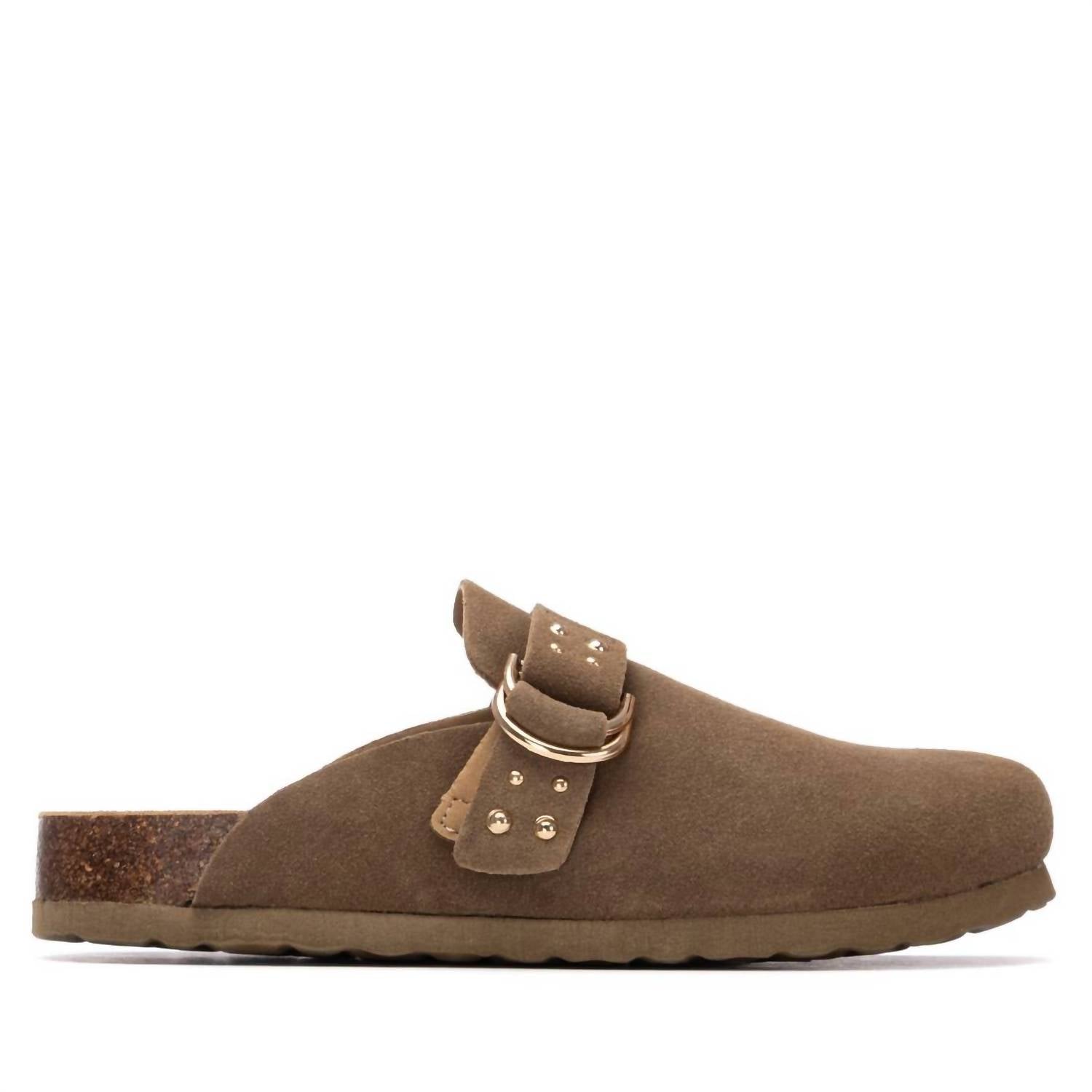 Xti Women's Suede Clog in taupe - women's shoe