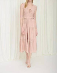 Blu Pepper - Smocked Front Tie Ruffle Detail Tiered Midi Dress