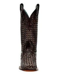 Corral Women's Glitter Woven Fashion Square Toe Boot in chocolate - women's shoe - alternate view