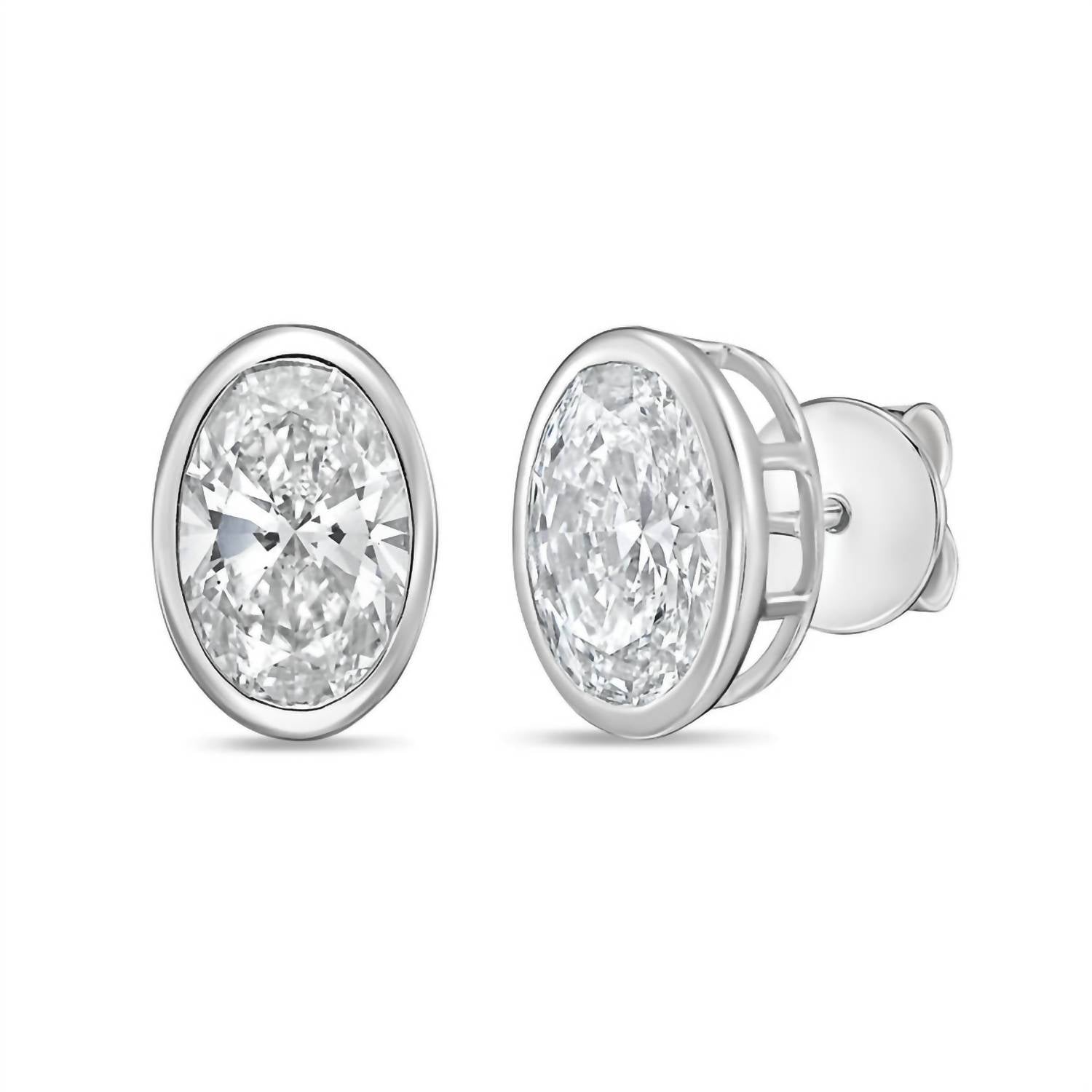 Diana M Jewels - Women's Oval Lab-grown Diamond Stud Earrings (5.00 Tcw) - Statement