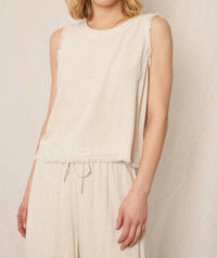 En Creme - Linen Frayed Edge Top