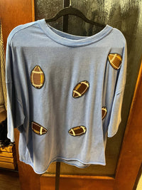 Sewn And Seen - Women's Royal Football Patch Tee